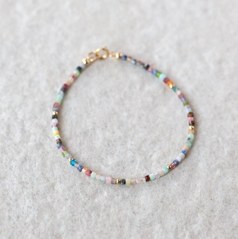 Tiny Colorful Multi Gemstone Bracelet