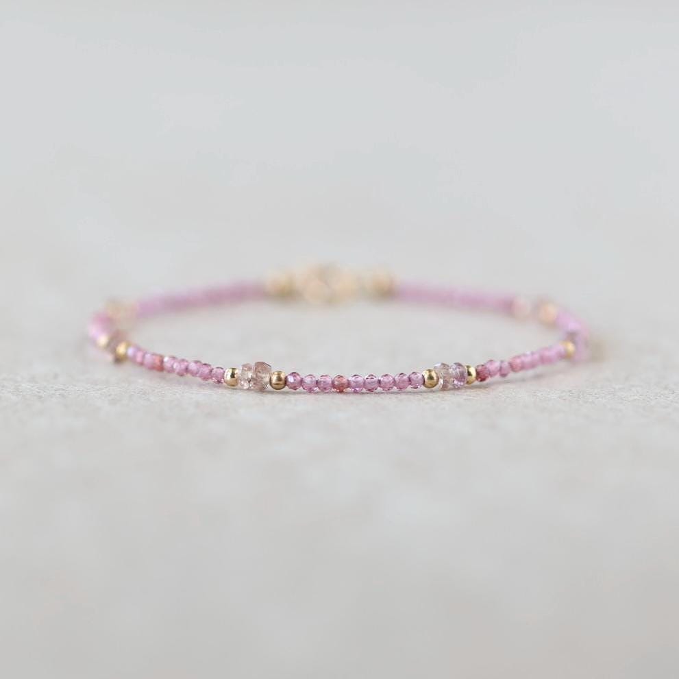 Tiny Pink Garnet Bracelet