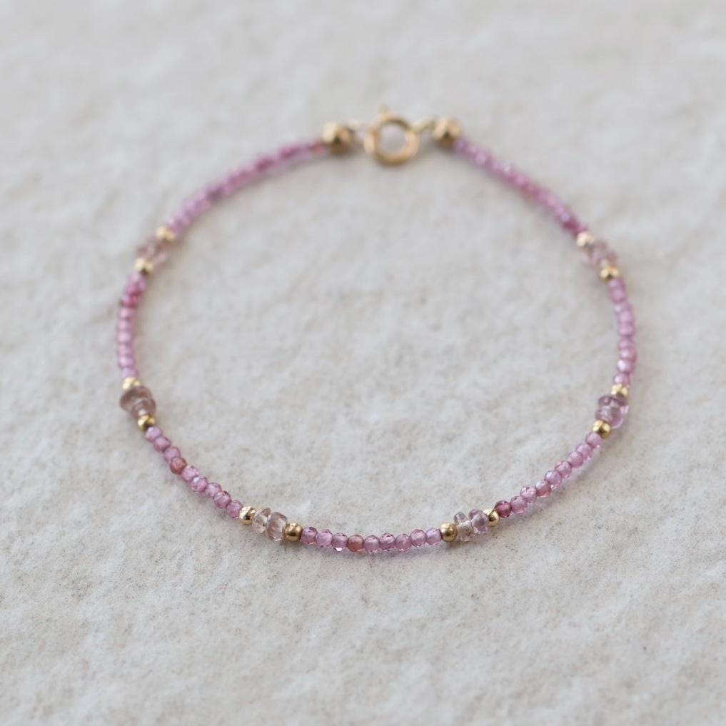 Tiny Pink Garnet Bracelet
