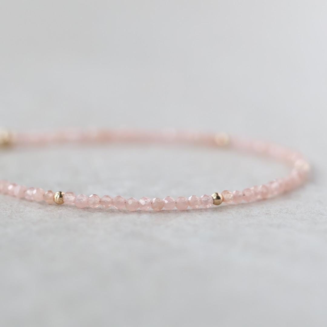 Tiny Rhodochrosite Bracelet Dainty Gemstone Beaded Bracelet Stacking Crystal Jewelry Minimalist Birthday Gift for Women Mom Wife Daughter