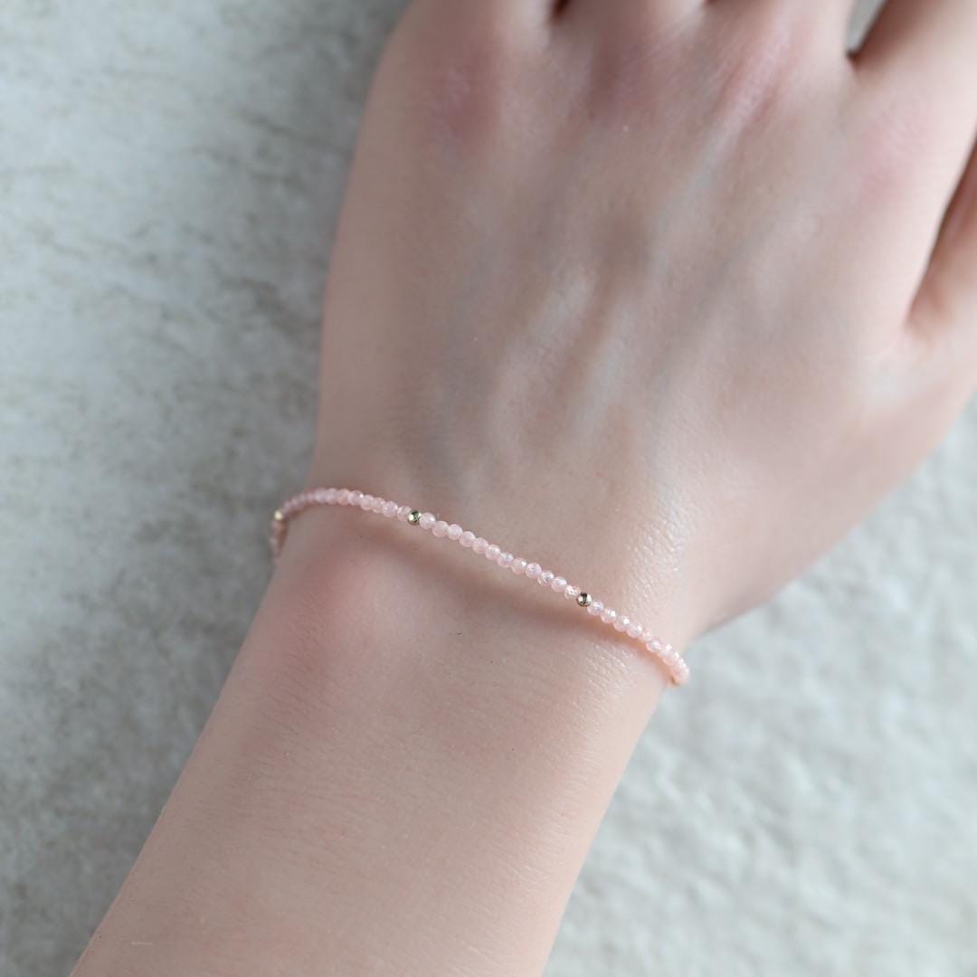 Tiny Rhodochrosite Bracelet Dainty Gemstone Beaded Bracelet Stacking Crystal Jewelry Minimalist Birthday Gift for Women Mom Wife Daughter