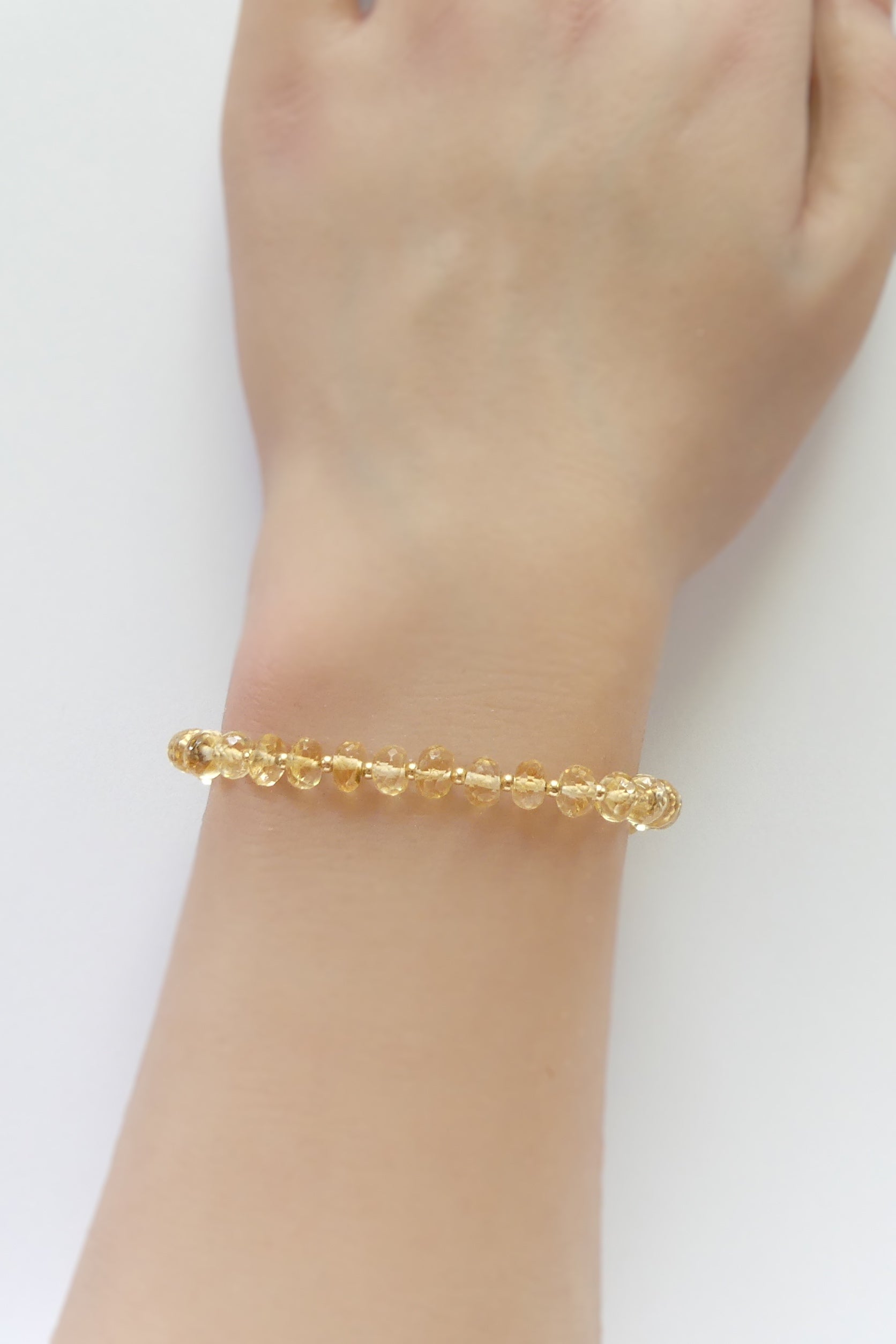 AAA citrine bracelet with 6mm faceted yellow gemstones and gold-filled clasp, dainty November birthstone stacking jewelry gift for her